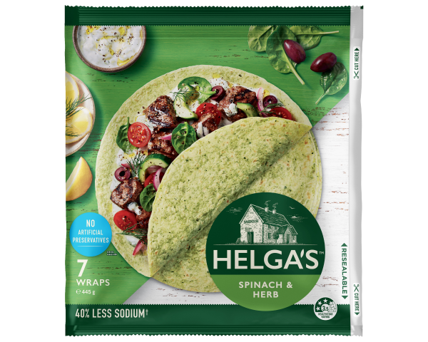 Helgas Wrap Spinach and Herb P7 445 g